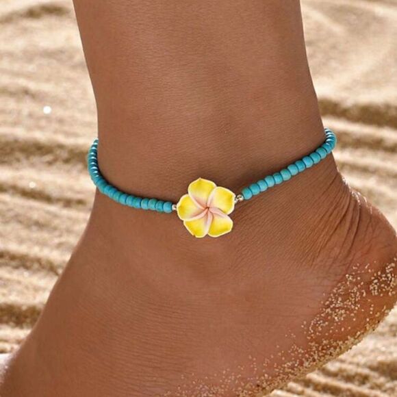 beaded boho anklet A546 - Picture 2 of 5